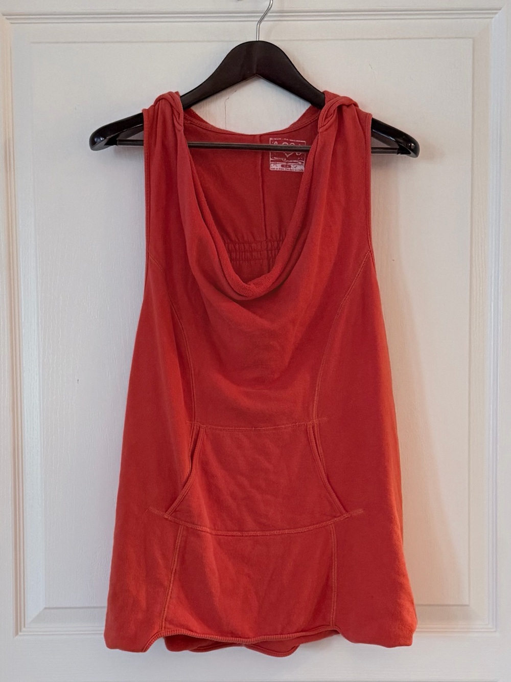 Women's Cowl-Neck Hooded Sleeveless Tank in Coral
